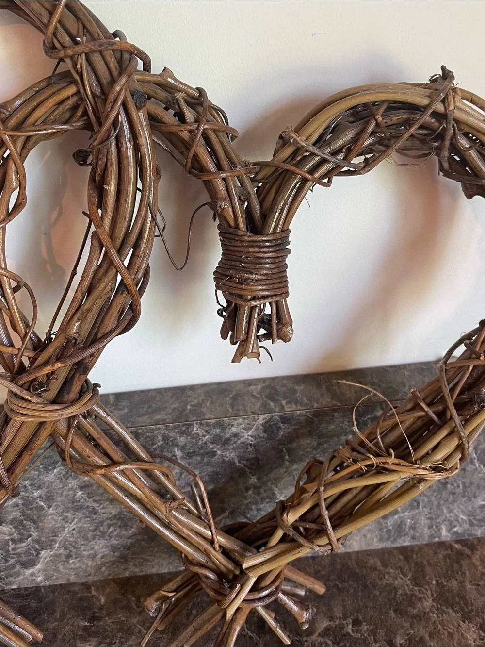 2 Vintage Grapevine Twig Heart Shaped Wall Hangings Primitive Rustic Country